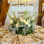 Wedding breakfast table floral arrangement