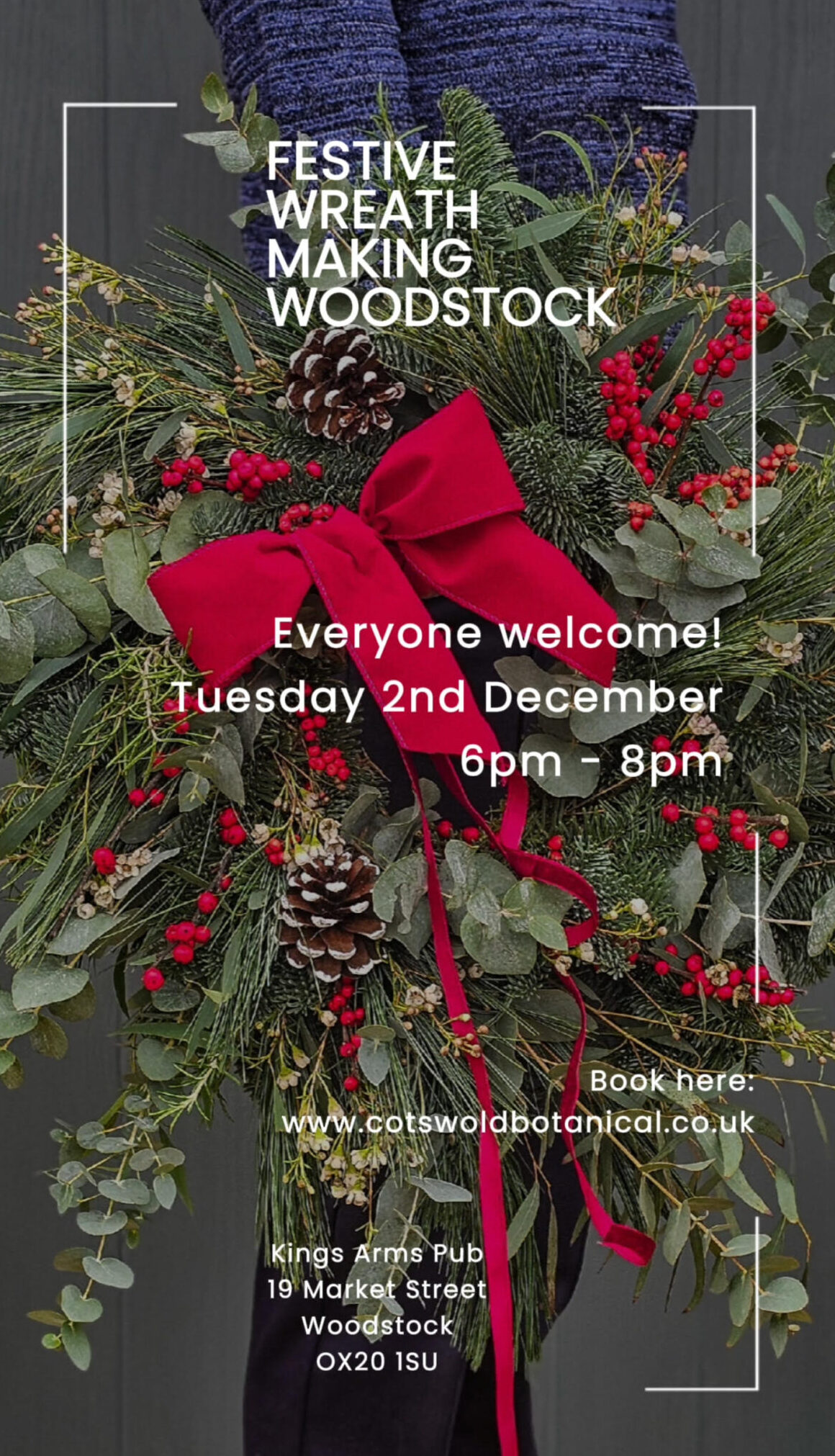 Christmas Wreath Making at The Kings Arms pub Woodstock